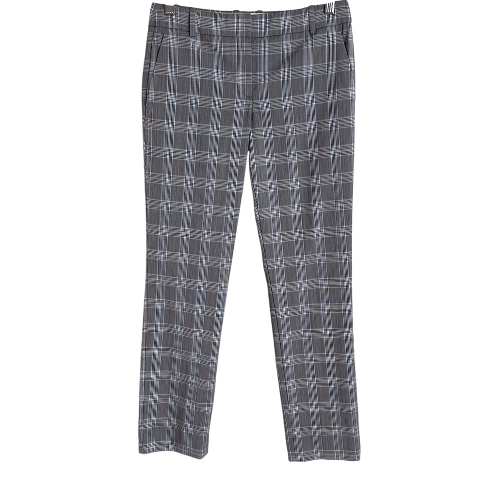 Theory Plaid Trouser Pant Grey Blue Career Quiet Luxury Preppy Academia FLAW 2